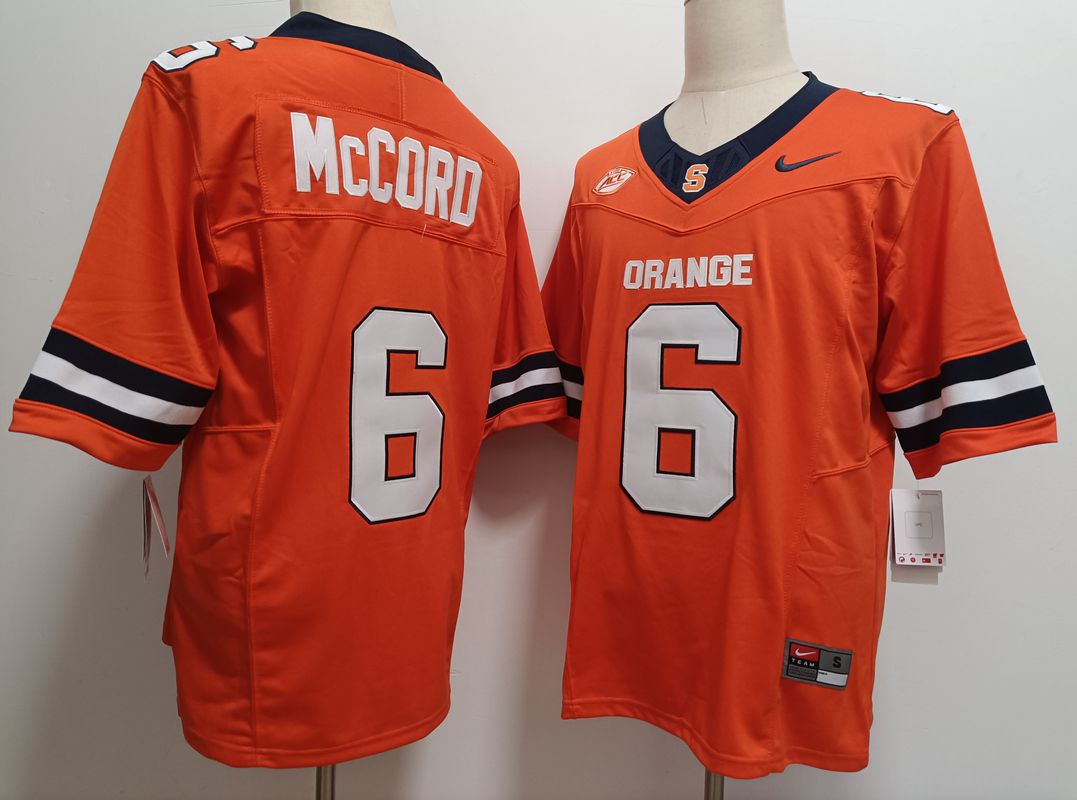 Men Syracuse Orange 6 Mccord Orange Nike 2025 NCAA Jersey